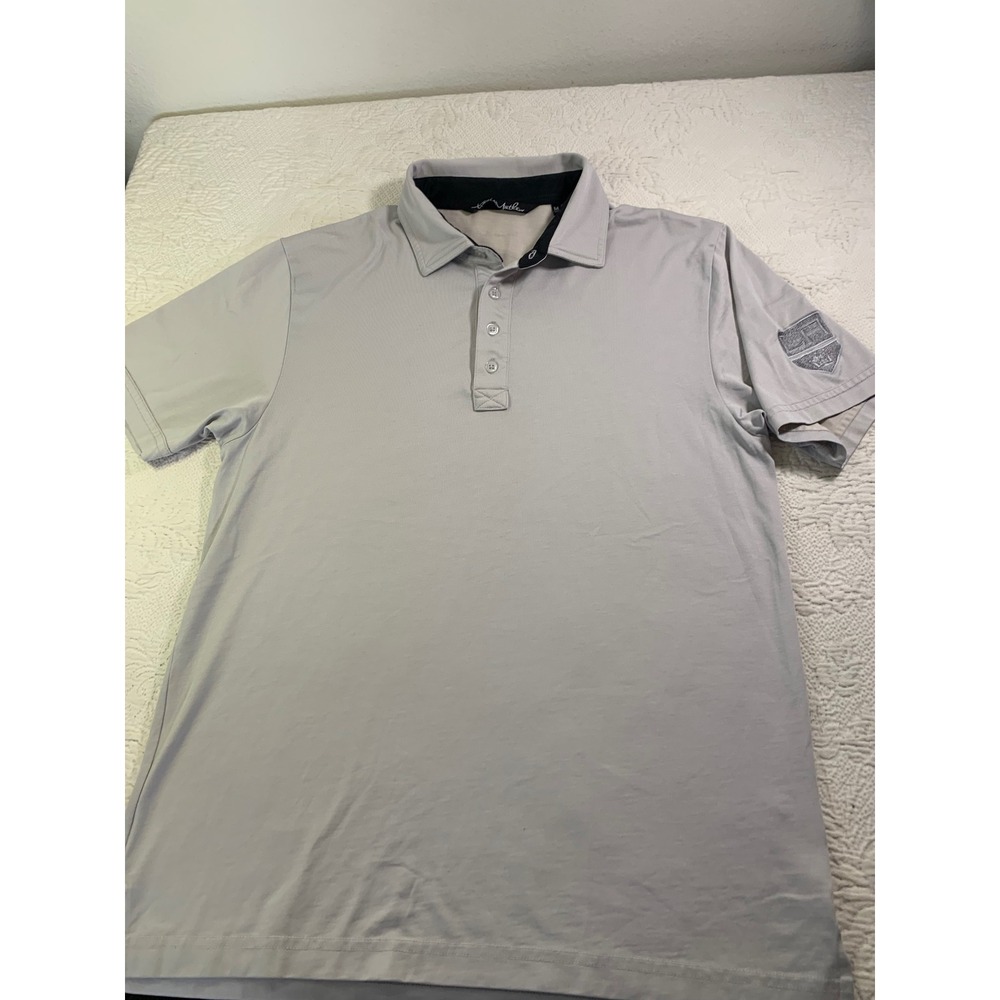 Travis Mathew Mens LA Kings Polo Shirt Grey Golf Short Sleeve Logo Size M